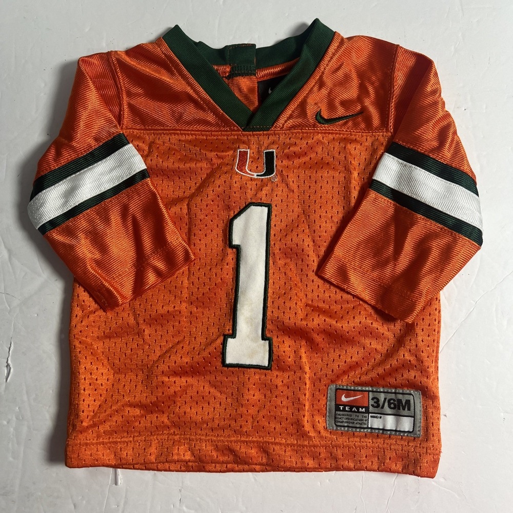 University Of Miami Nike Orange Football Jersey Longsleeve Infant 3-6 months